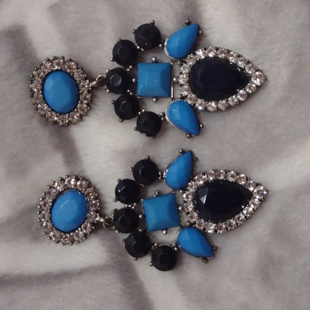 Blue statement earrings